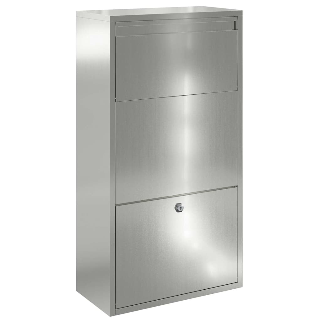 vidaXL Paketdrop-Box mit Tür Silber 44 x 22 x 82 cm Verzinkter Stahl