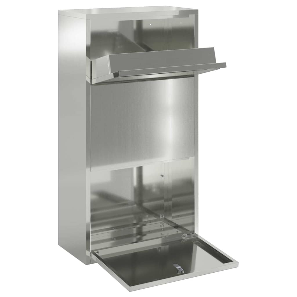 vidaXL Paketdrop-Box mit Tür Silber 44 x 22 x 82 cm Verzinkter Stahl