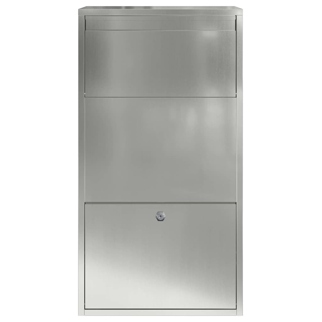 vidaXL Paketdrop-Box mit Tür Silber 44 x 22 x 82 cm Verzinkter Stahl