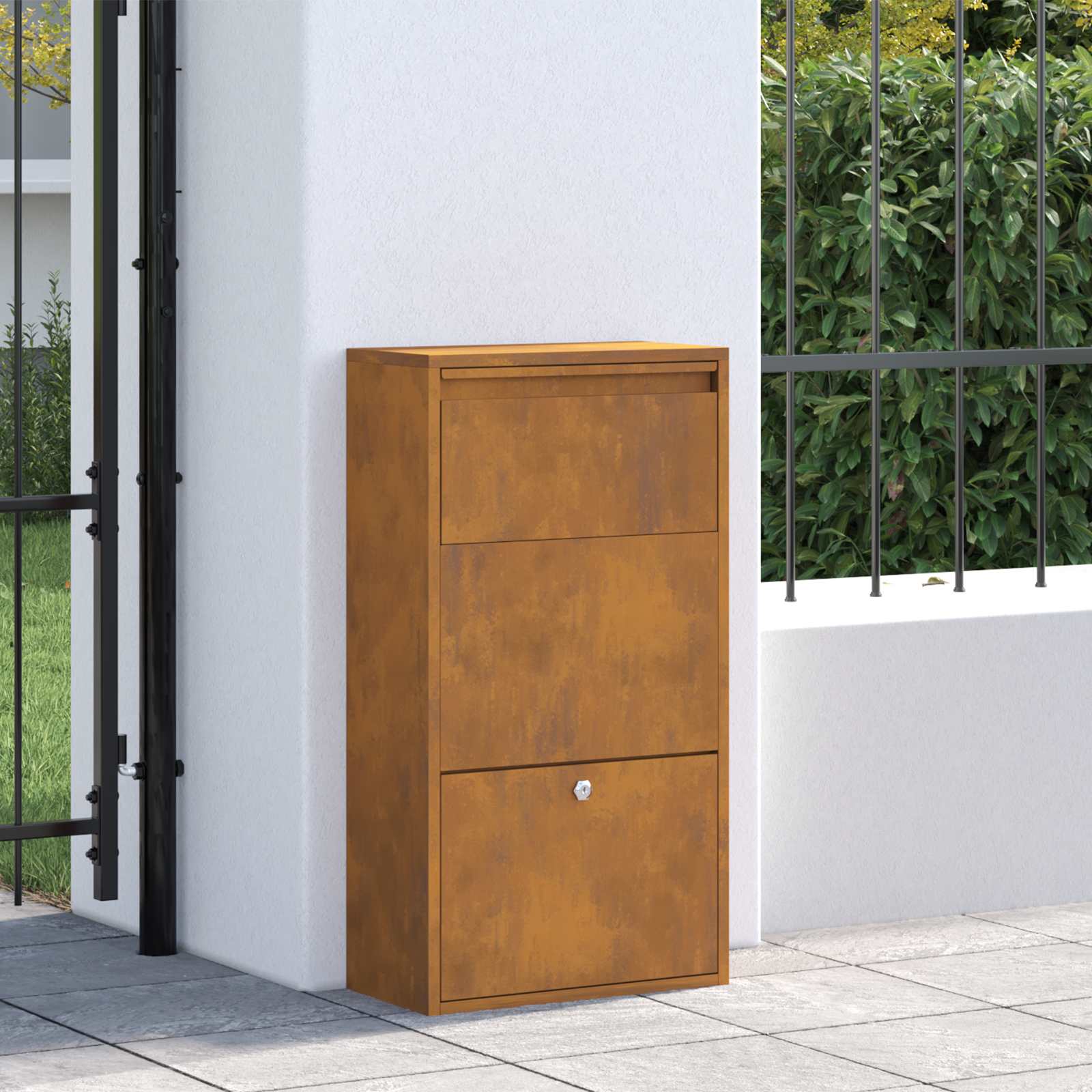 vidaXL Paketdrop-Box mit Tür Rostig 44 x 22 x 82 cm Wetterfeststahl