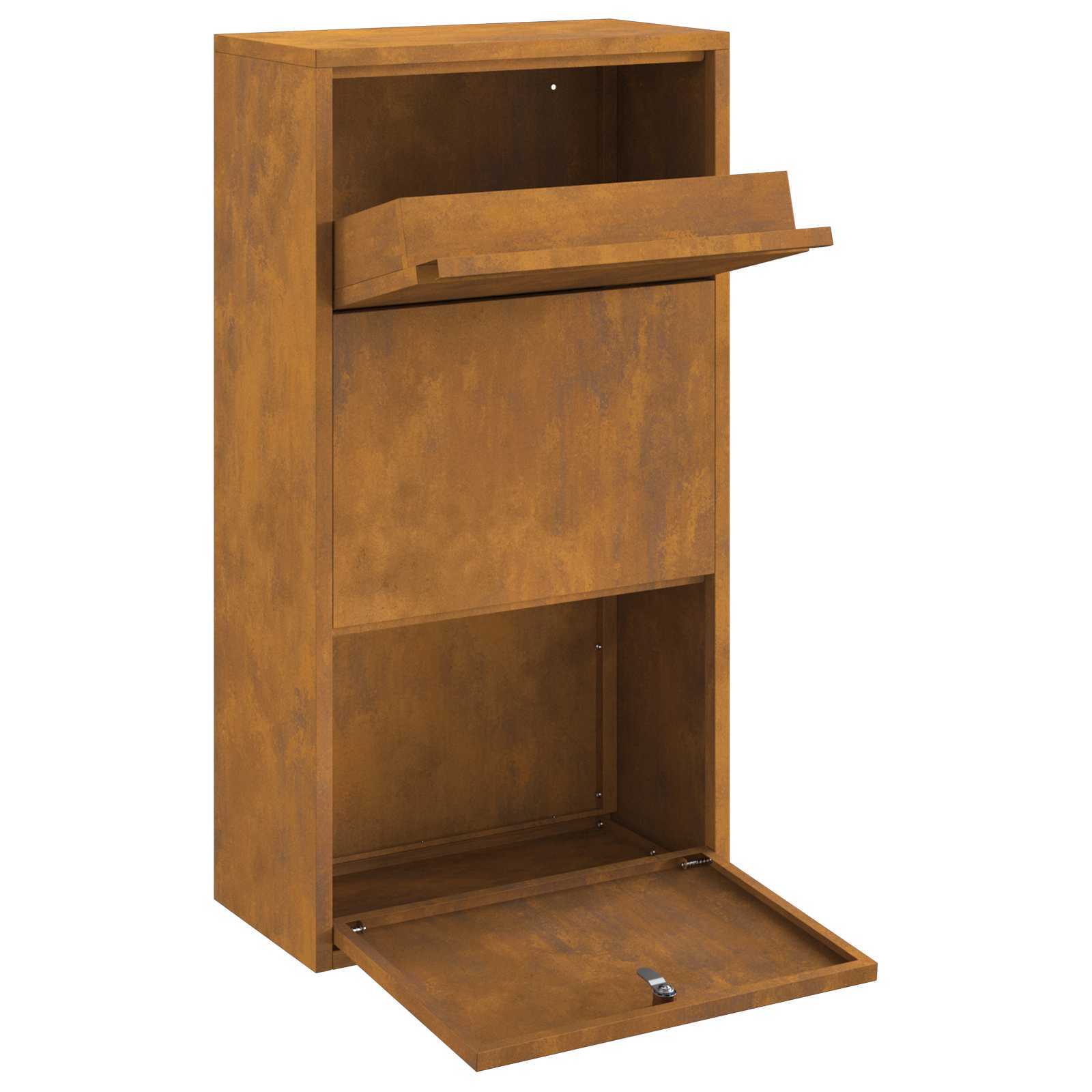 vidaXL Paketdrop-Box mit Tür Rostig 44 x 22 x 82 cm Wetterfeststahl