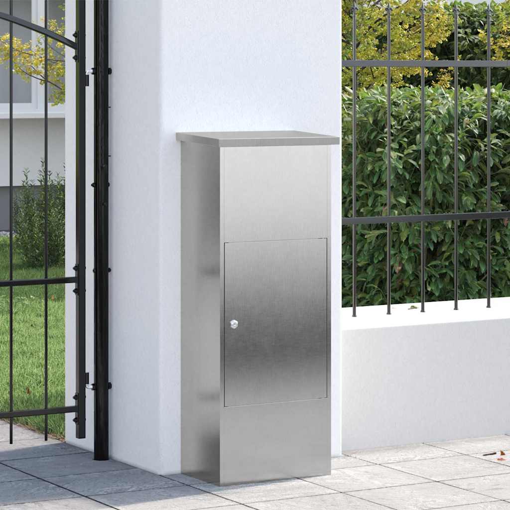 vidaXL Paketdrop-Box mit Tür Silber 44,5 x 29 x 110,5 cm Edelstahl