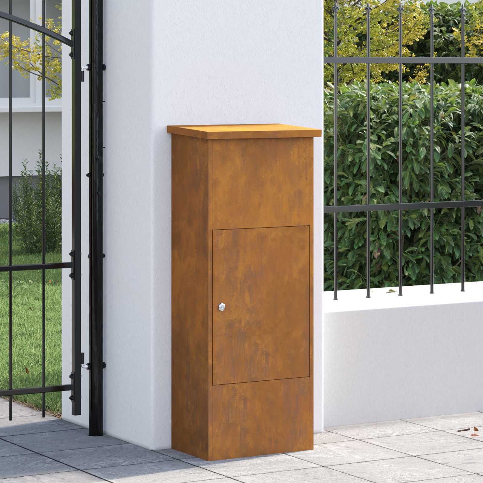 vidaXL Paketdrop-Box Rostig 44,5 x 29 x 110,5 cm Wetterfeststahl
