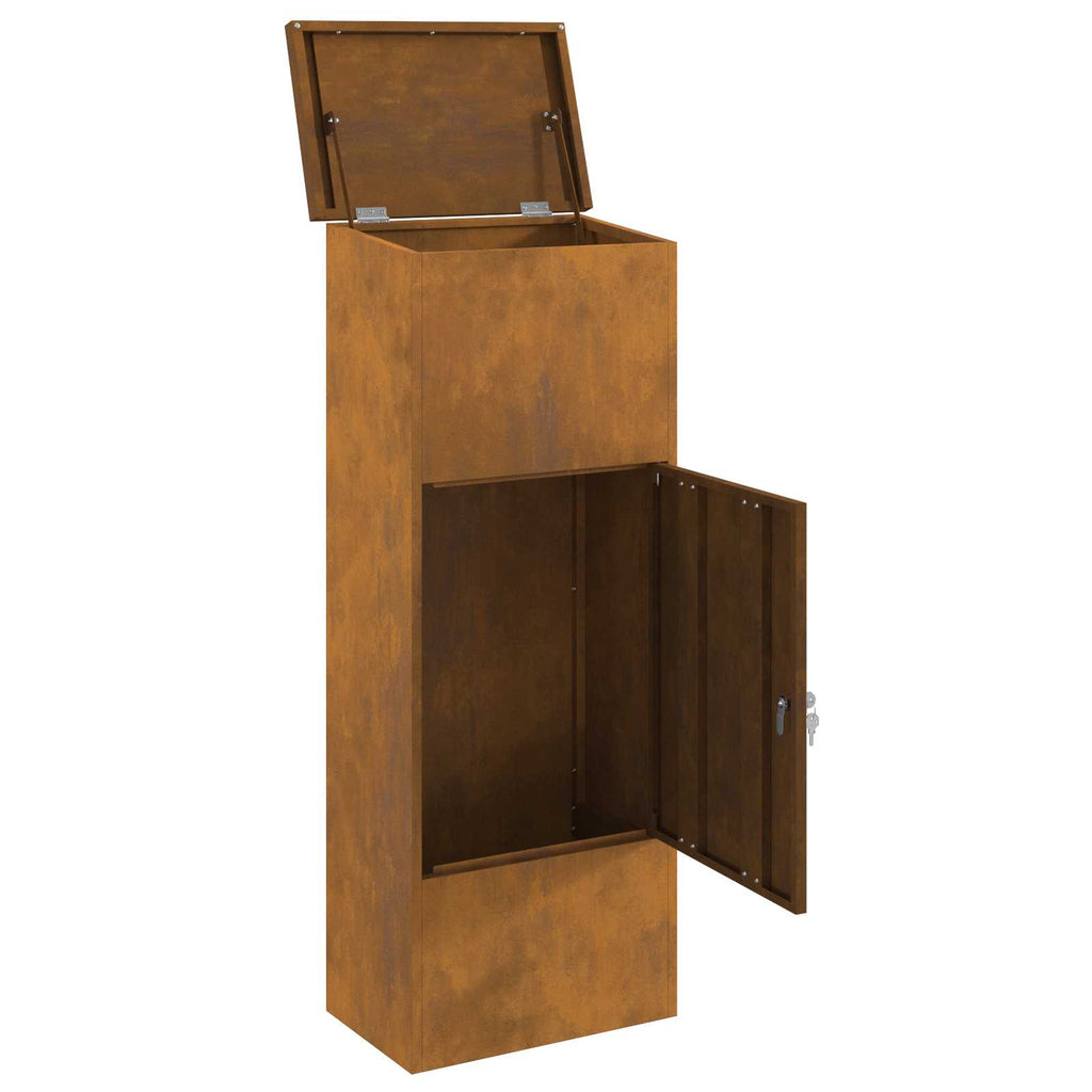 vidaXL Paketdrop-Box Rostig 44,5 x 29 x 110,5 cm Wetterfeststahl