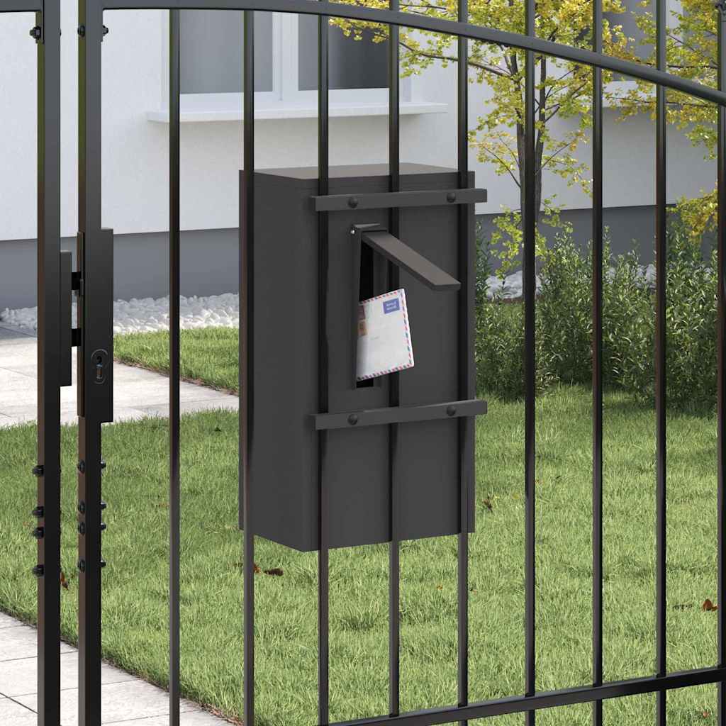 vidaXL Briefkasten mit Speicher mit Tür Schwarz 30 x 20 x 55 cm Stahl