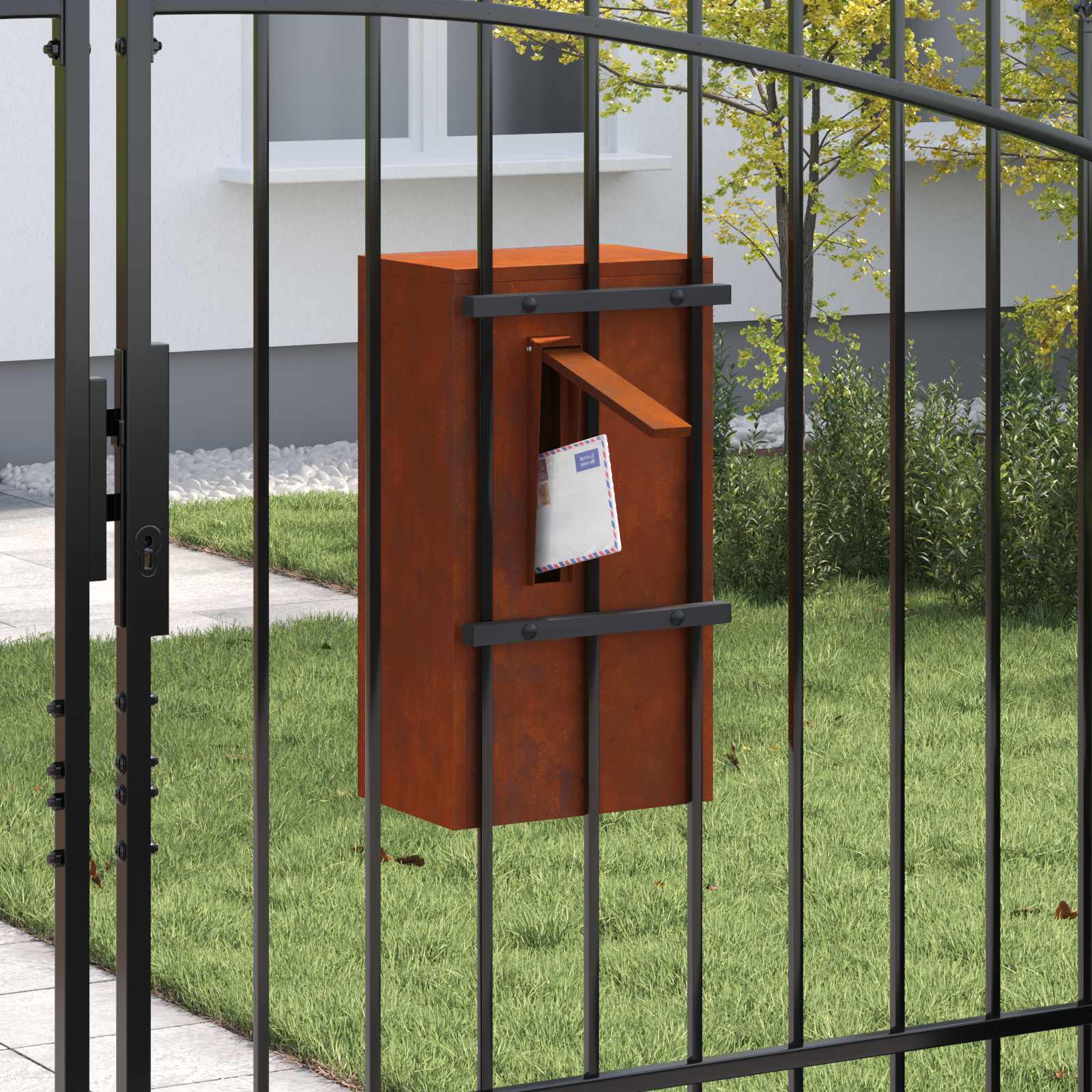 vidaXL Briefkasten mit Speicher Rostig 30 x 20 x 55 cm Wetterfeststahl