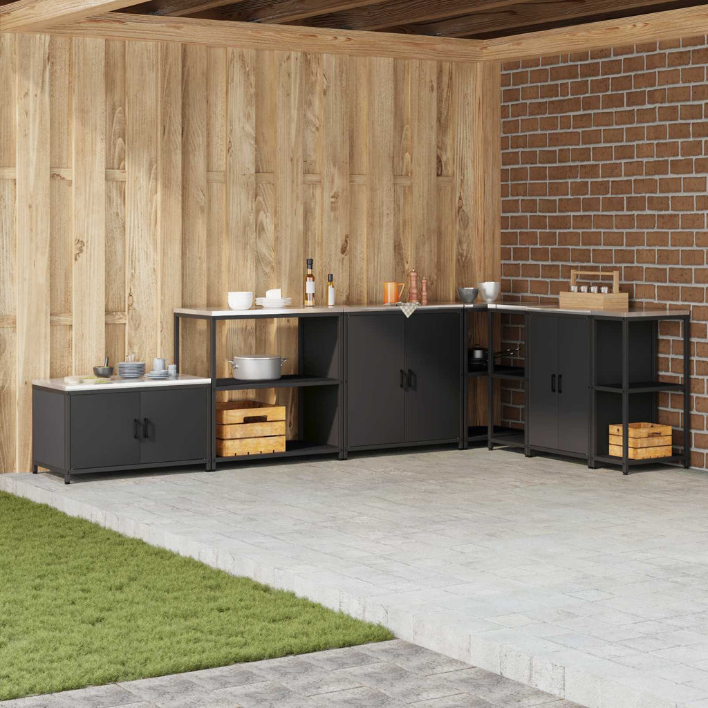 vidaXL Küchenaufbewahrung HATTEM Schwarz 90 x 50 x 92 cm Stahl