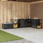 vidaXL Küchenaufbewahrung HATTEM Schwarz 90 x 50 x 92 cm Stahl