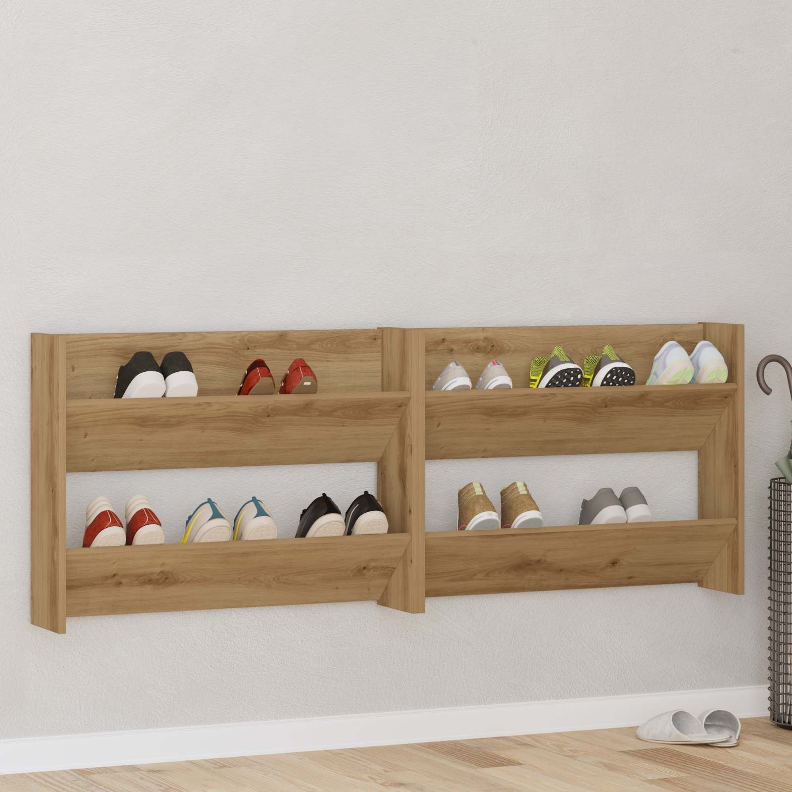 vidaXL Schuhschrank 2 pcs Artisan-Eiche 81 x 18 x 60 cm Holzwerkstoff