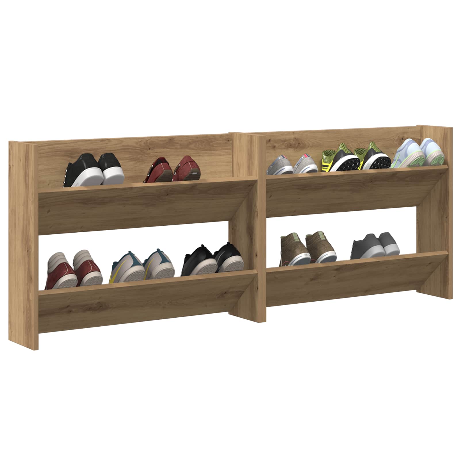 vidaXL Schuhschrank 2 pcs Artisan-Eiche 81 x 18 x 60 cm Holzwerkstoff