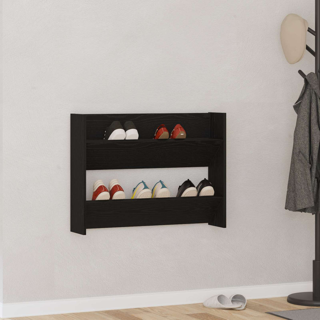 vidaXL Schuhschrank Schwarz Eichen-Optik 82 x 18 x 60 cm Holzwerkstoff