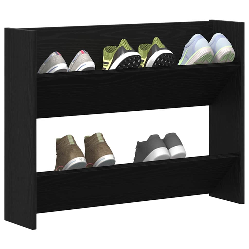 vidaXL Schuhschrank Schwarz Eichen-Optik 82 x 18 x 60 cm Holzwerkstoff