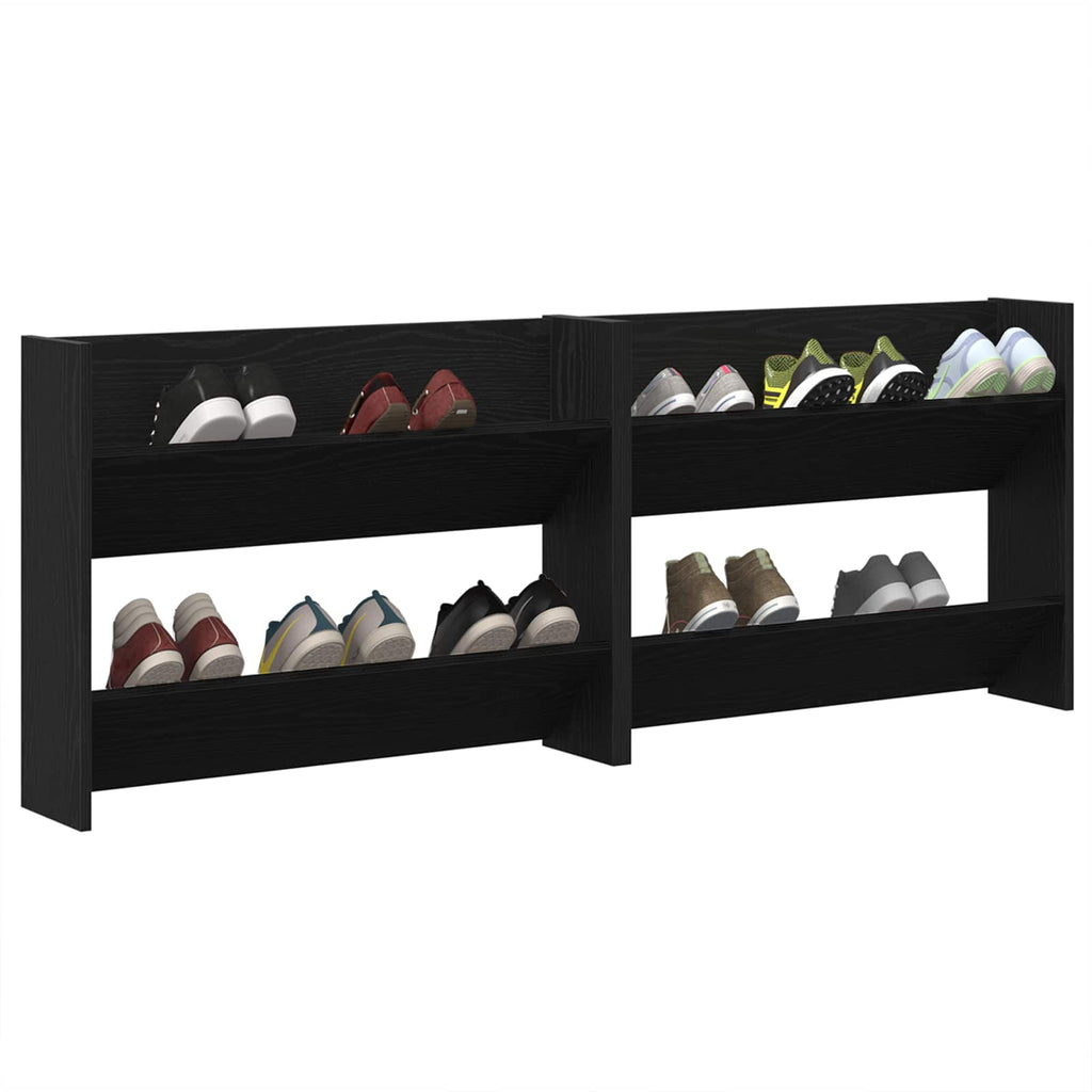 vidaXL Schuhschrank 2 pcs Schwarz Eichen-Optik 83 x 18 x 60 cm
