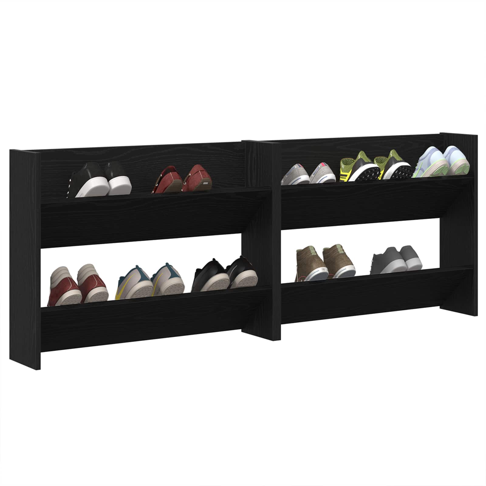 vidaXL Schuhschrank 2 pcs Schwarz Eichen-Optik 83 x 18 x 60 cm