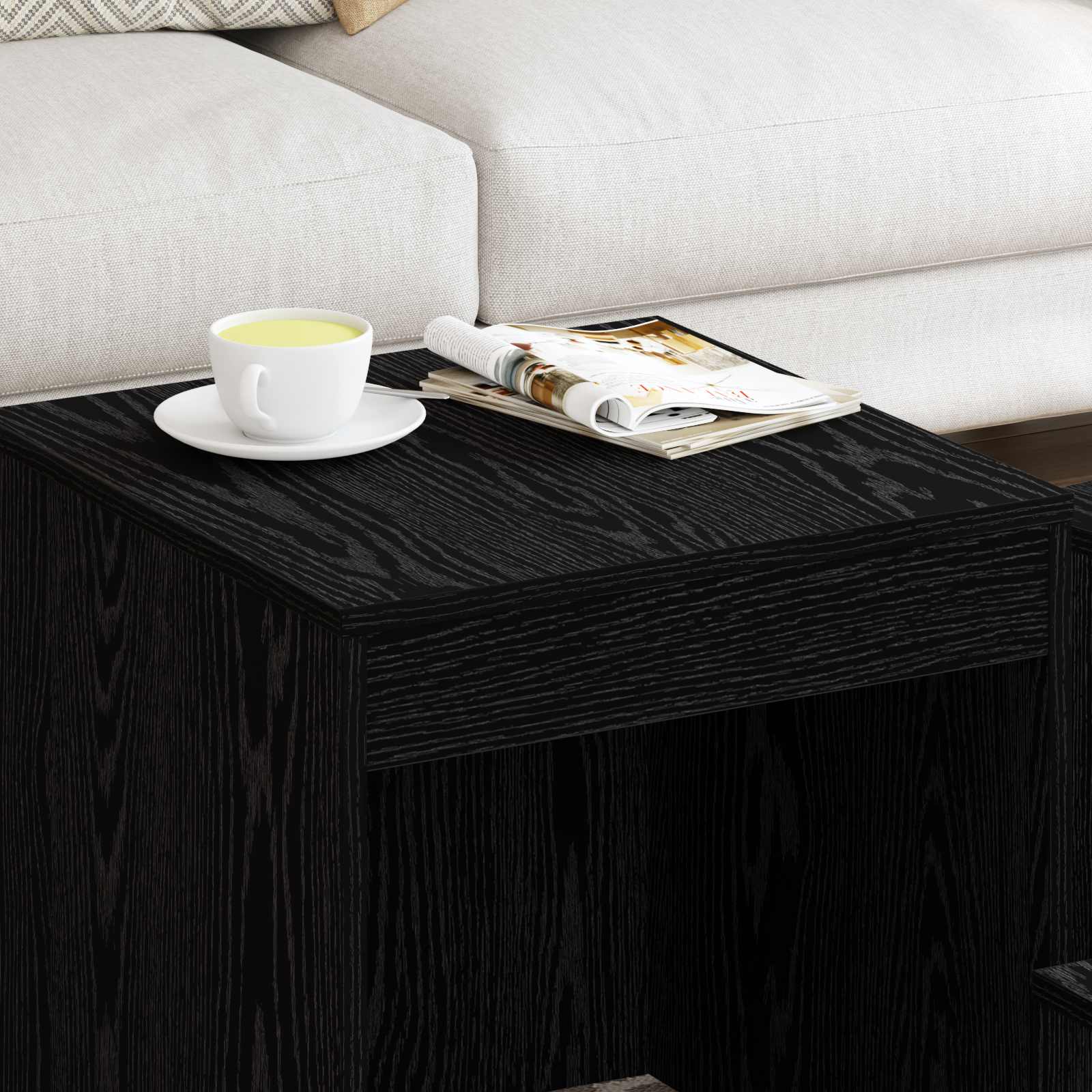 vidaXL Couchtisch 3 pcs Schwarz Eichen-Optik Holzwerkstoff