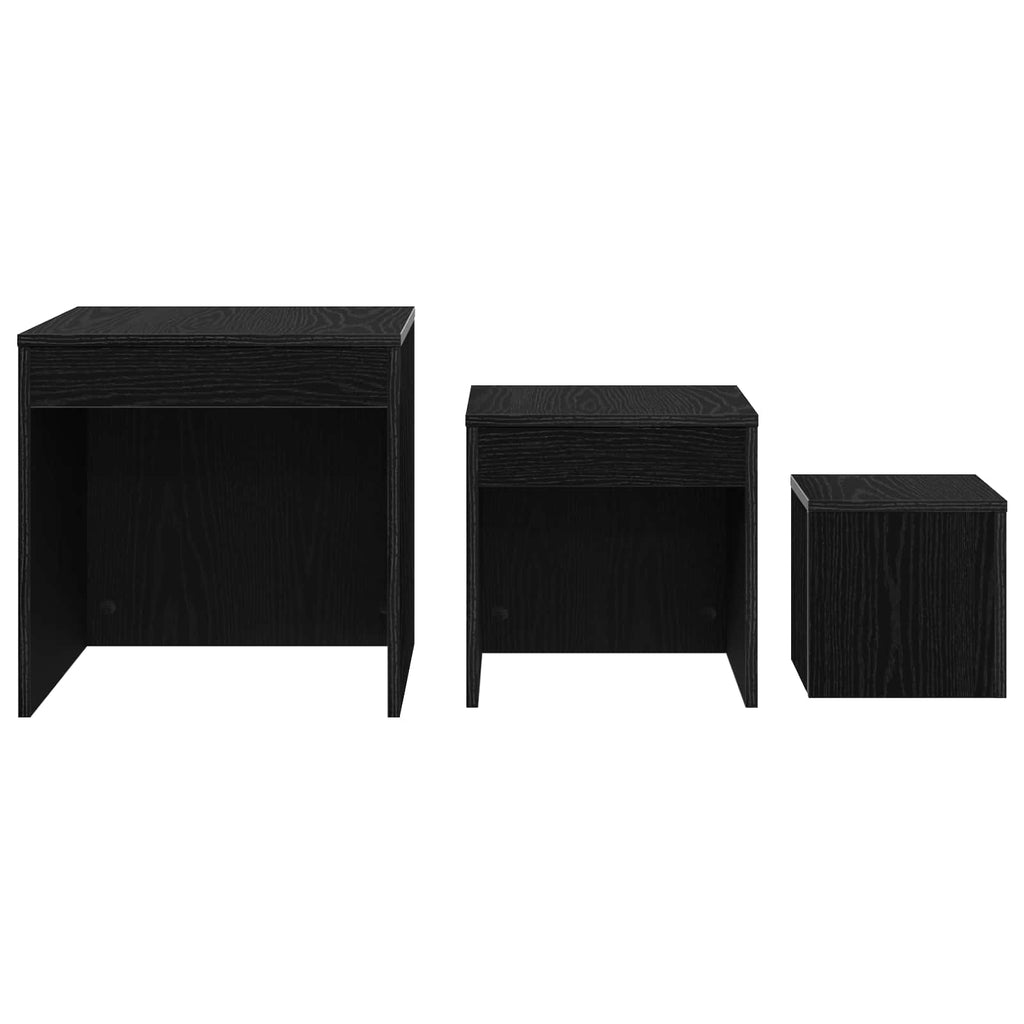 vidaXL Couchtisch 3 pcs Schwarz Eichen-Optik Holzwerkstoff