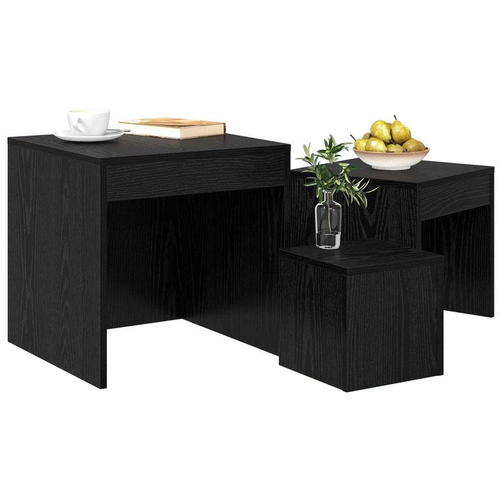 vidaXL Couchtisch 3 pcs Schwarz Eichen-Optik Holzwerkstoff