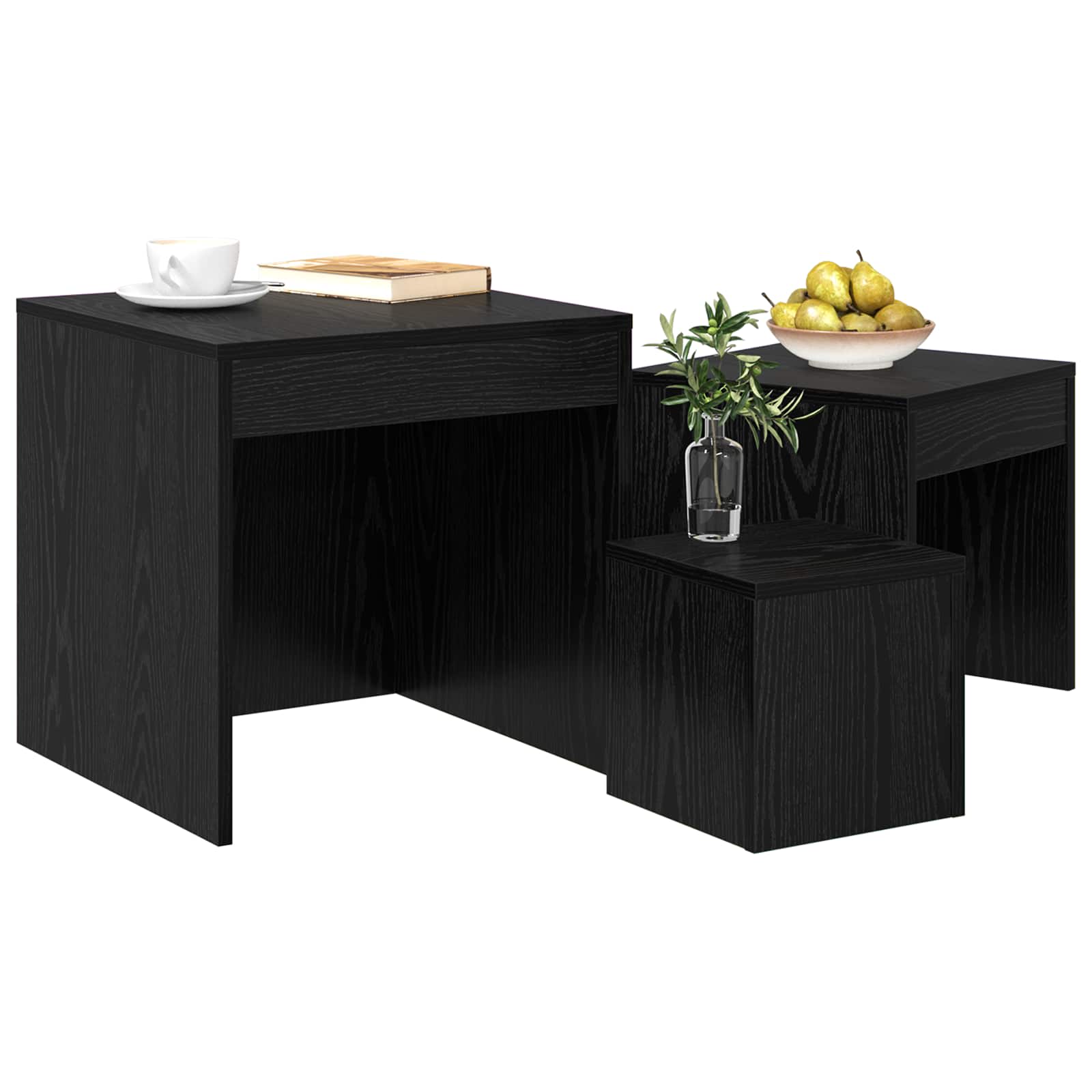 vidaXL Couchtisch 3 pcs Schwarz Eichen-Optik Holzwerkstoff