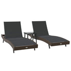 vidaXL Sonnenliege 3 pcs Braun 197 x 70 x 82 cm Poly-Rattan