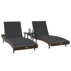 vidaXL Sonnenliege 3 pcs Braun 197 x 70 x 82 cm Poly-Rattan
