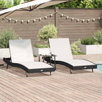 vidaXL Sonnenliege 3 pcs Schwarz und Weiß 197 x 70 x 82 cm Poly-Rattan