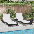 vidaXL Sonnenliege 3 pcs Schwarz und Weiß 197 x 70 x 82 cm Poly-Rattan