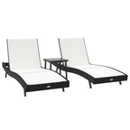 vidaXL Sonnenliege 3 pcs Schwarz und Weiß 197 x 70 x 82 cm Poly-Rattan
