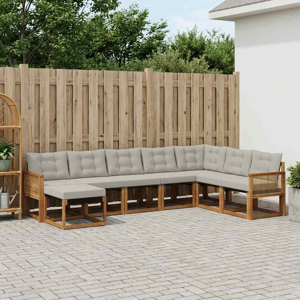 vidaXL Outdoor-Sofagarnitur 8 pcs Natürlich und Hellgrau