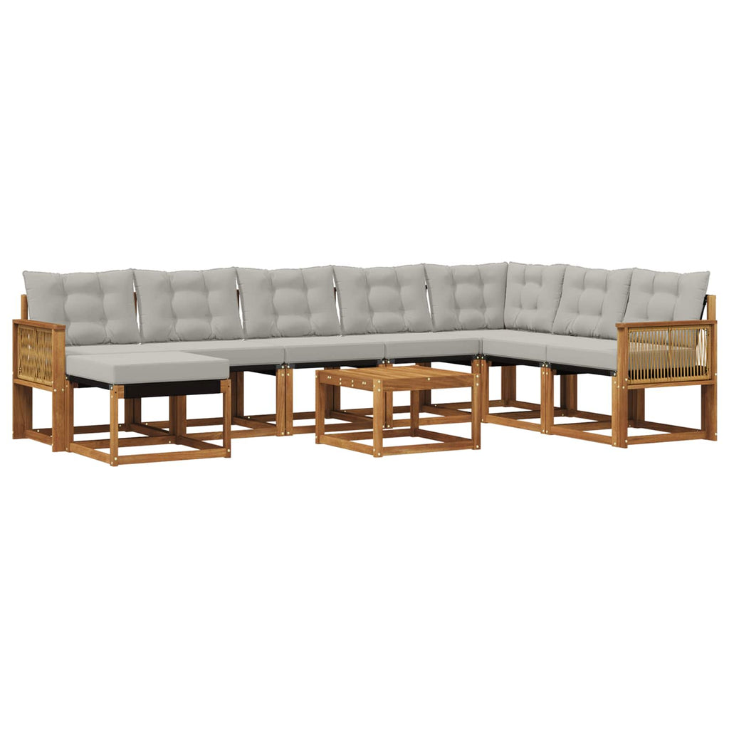 vidaXL Outdoor-Sofagarnitur 9 pcs Natürlich und Hellgrau
