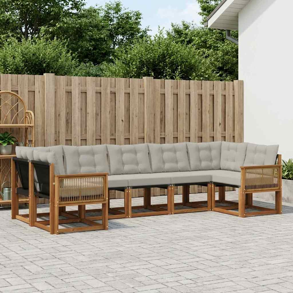 vidaXL Outdoor-Sofagarnitur 7 pcs Natürlich und Hellgrau