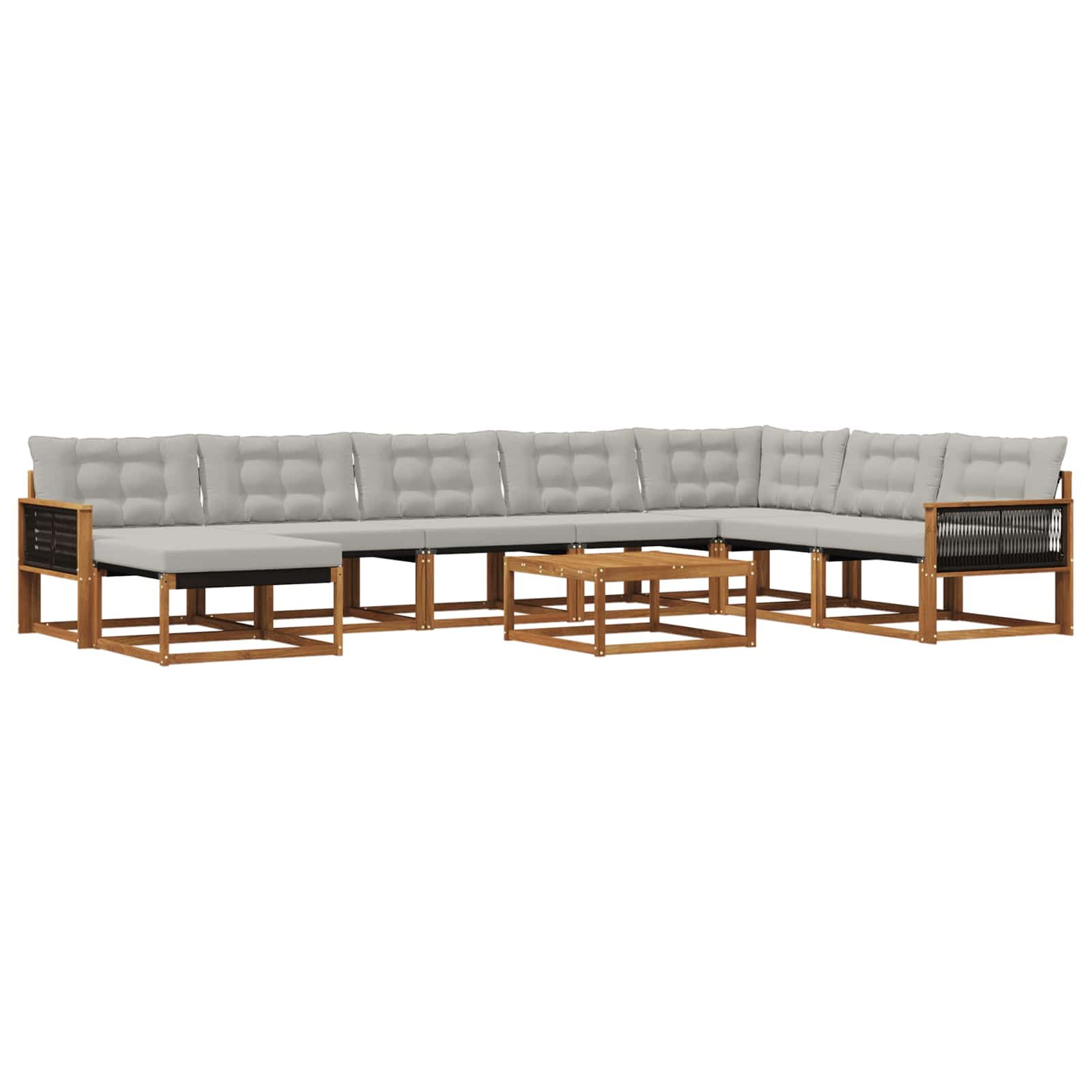 vidaXL Outdoor-Sofagarnitur 9 pcs Natürlich und Hellgrau
