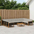vidaXL Outdoor-Sofagarnitur mit Kissen 10 pcs Natürlich und Hellgrau
