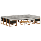 vidaXL Outdoor-Sofagarnitur mit Kissen 10 pcs Natürlich und Hellgrau
