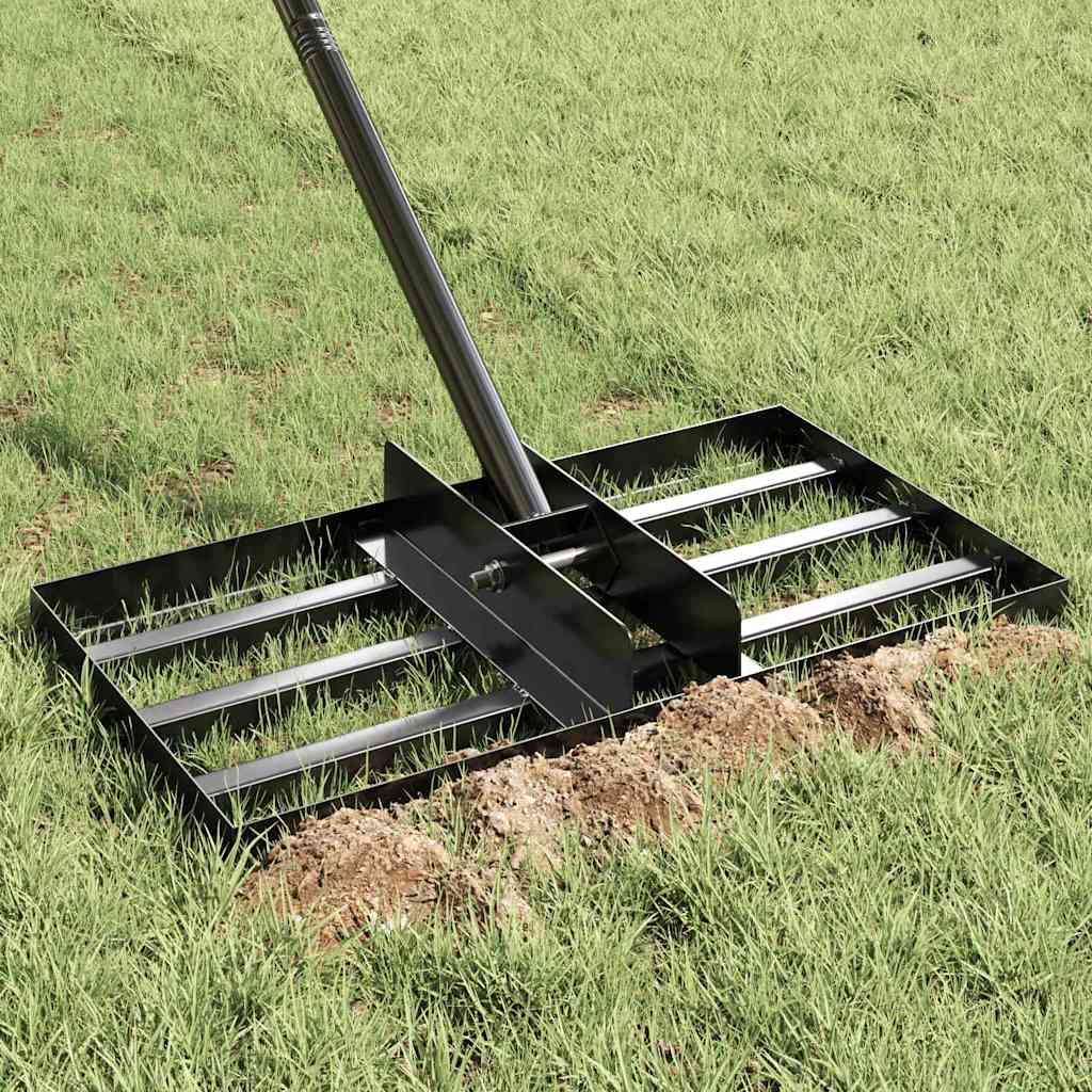 vidaXL Gartenrechen Schwarz 45 x 25 x 200 cm Pulverbeschichteter Stahl