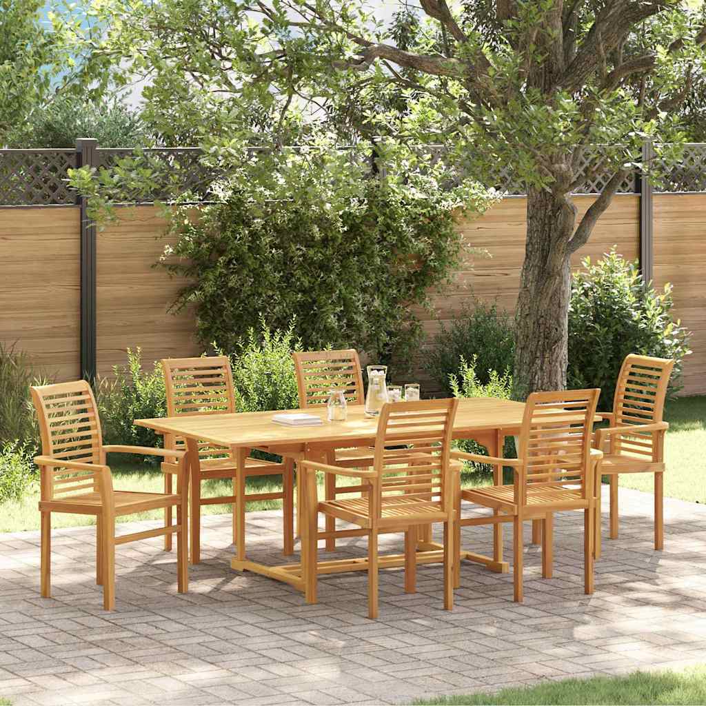 vidaXL Garten Essgruppe 7 pcs Braun Massivholz Teak