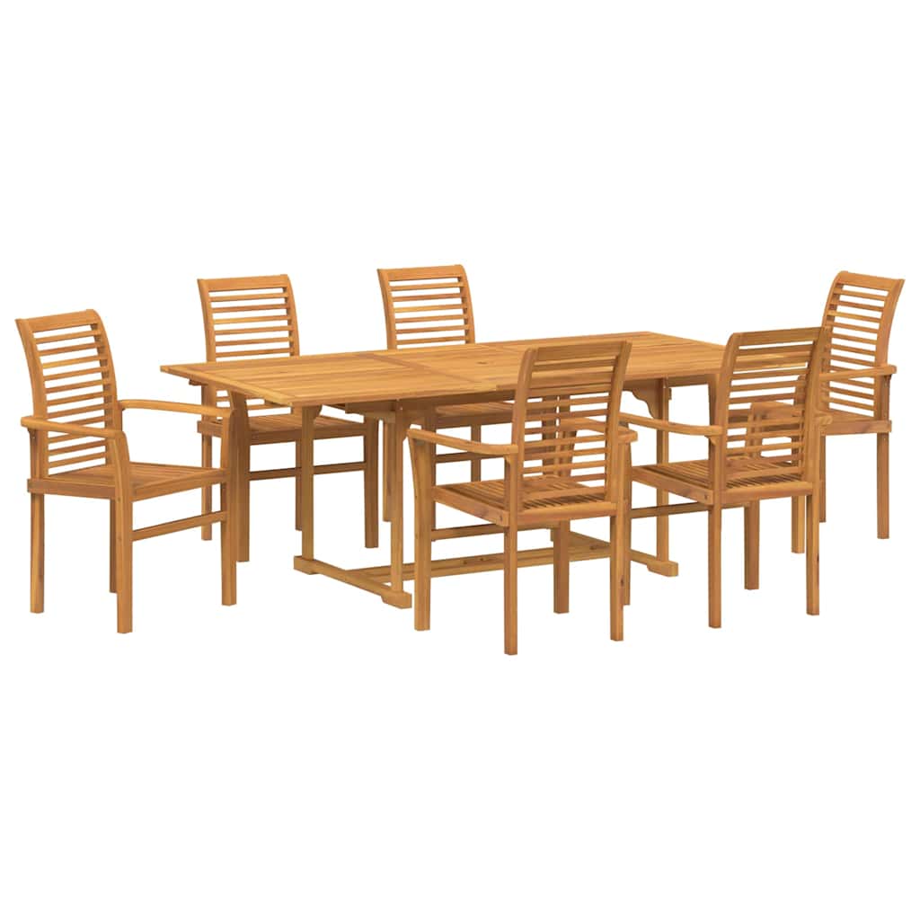 vidaXL Garten Essgruppe 7 pcs Braun Massivholz Teak