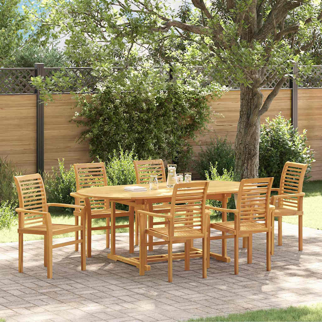 vidaXL Garten-Essgruppe 7 Stk. Braun Massives Teakholz