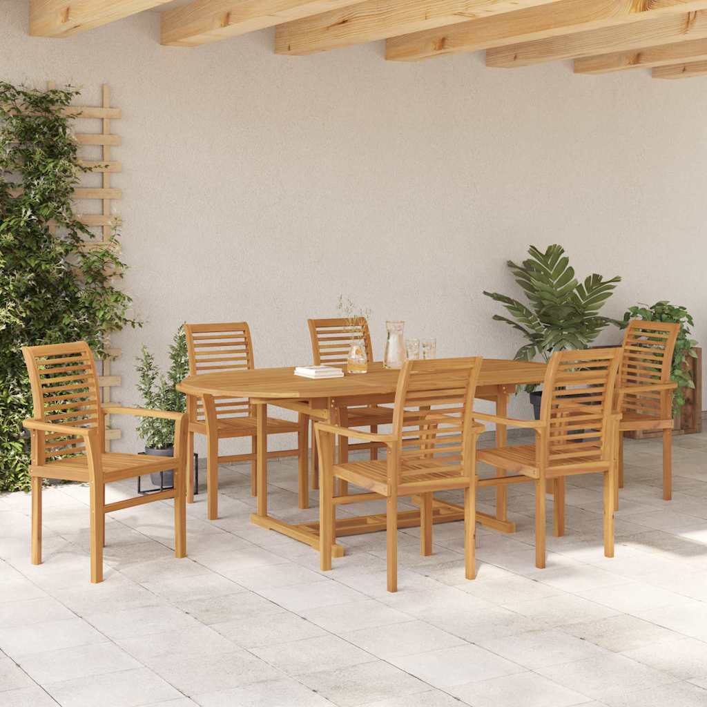 vidaXL Garten-Essgruppe 7 Stk. Braun Massives Teakholz
