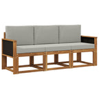 vidaXL Outdoor-Sofagarnitur mit Kissen 3 pcs Natürlich und Hellgrau