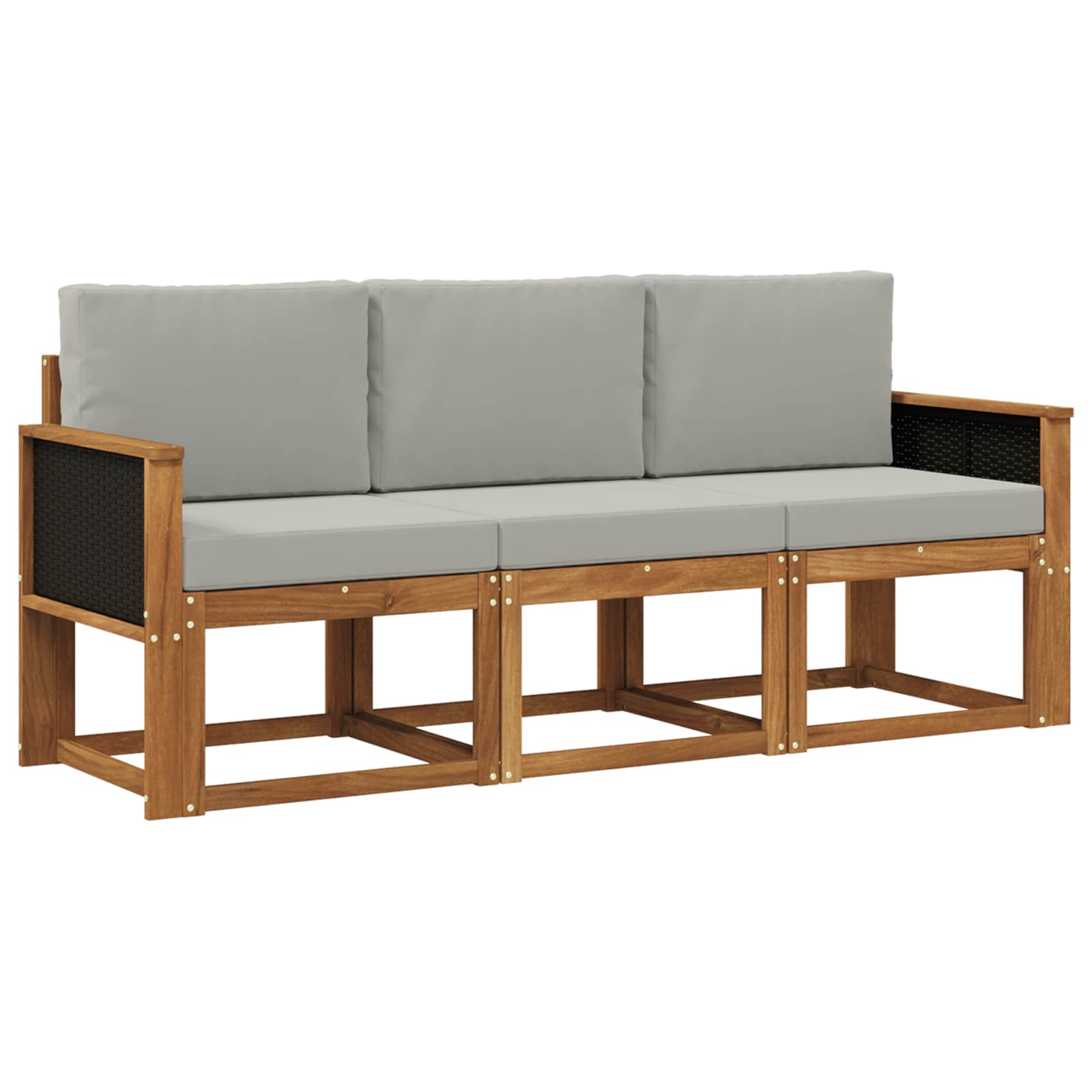 vidaXL Outdoor-Sofagarnitur mit Kissen 3 pcs Natürlich und Hellgrau