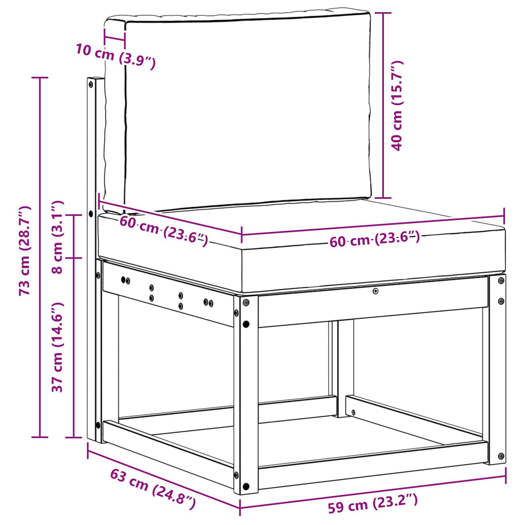 vidaXL Outdoor-Sofagarnitur mit Kissen 3 pcs Natürlich und Hellgrau