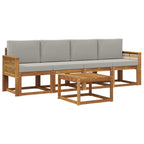 vidaXL Outdoor-Sofagarnitur 5 pcs Natürlich und Hellgrau Polyester
