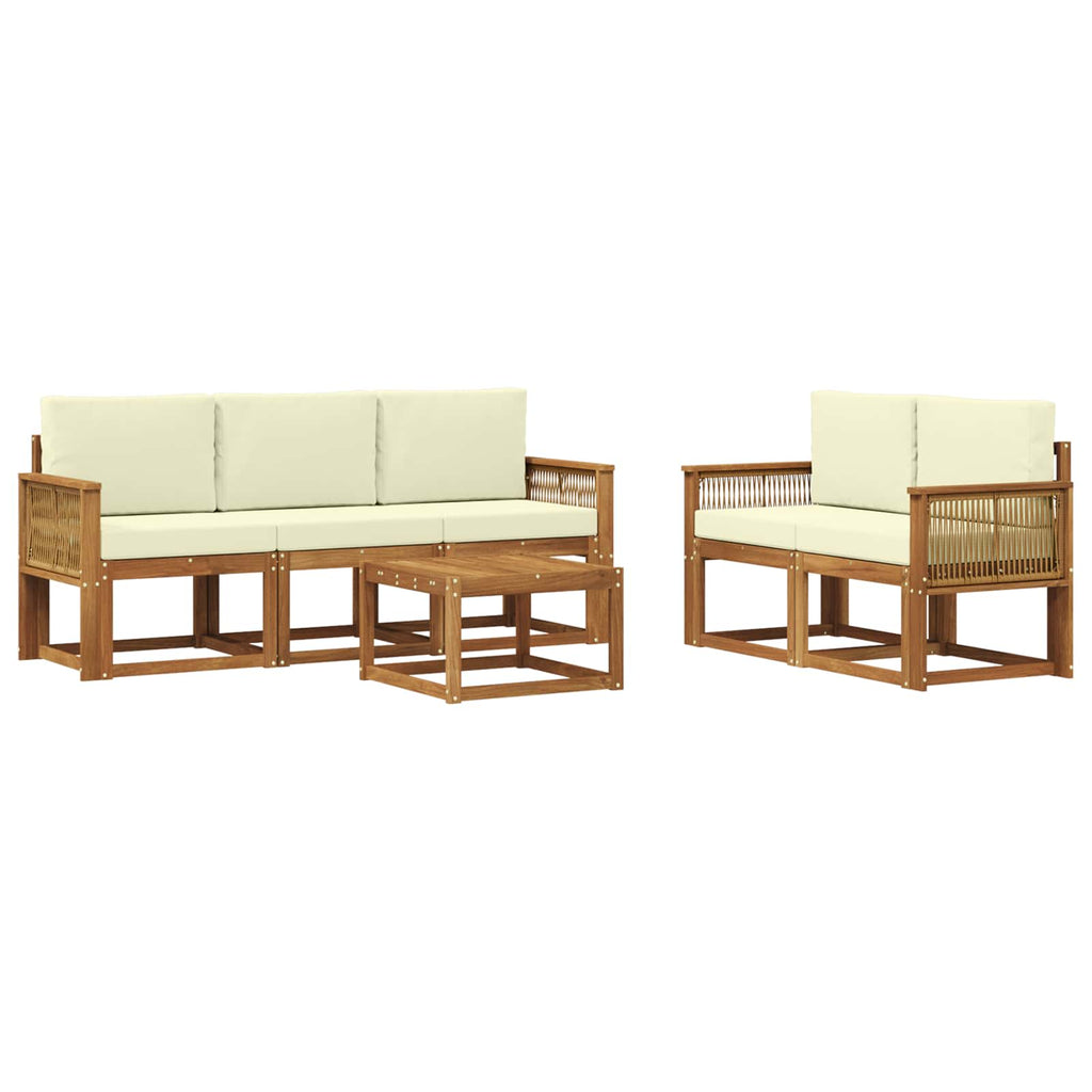 vidaXL Outdoor-Sofagarnitur 6 pcs Natur und Creme Polyester