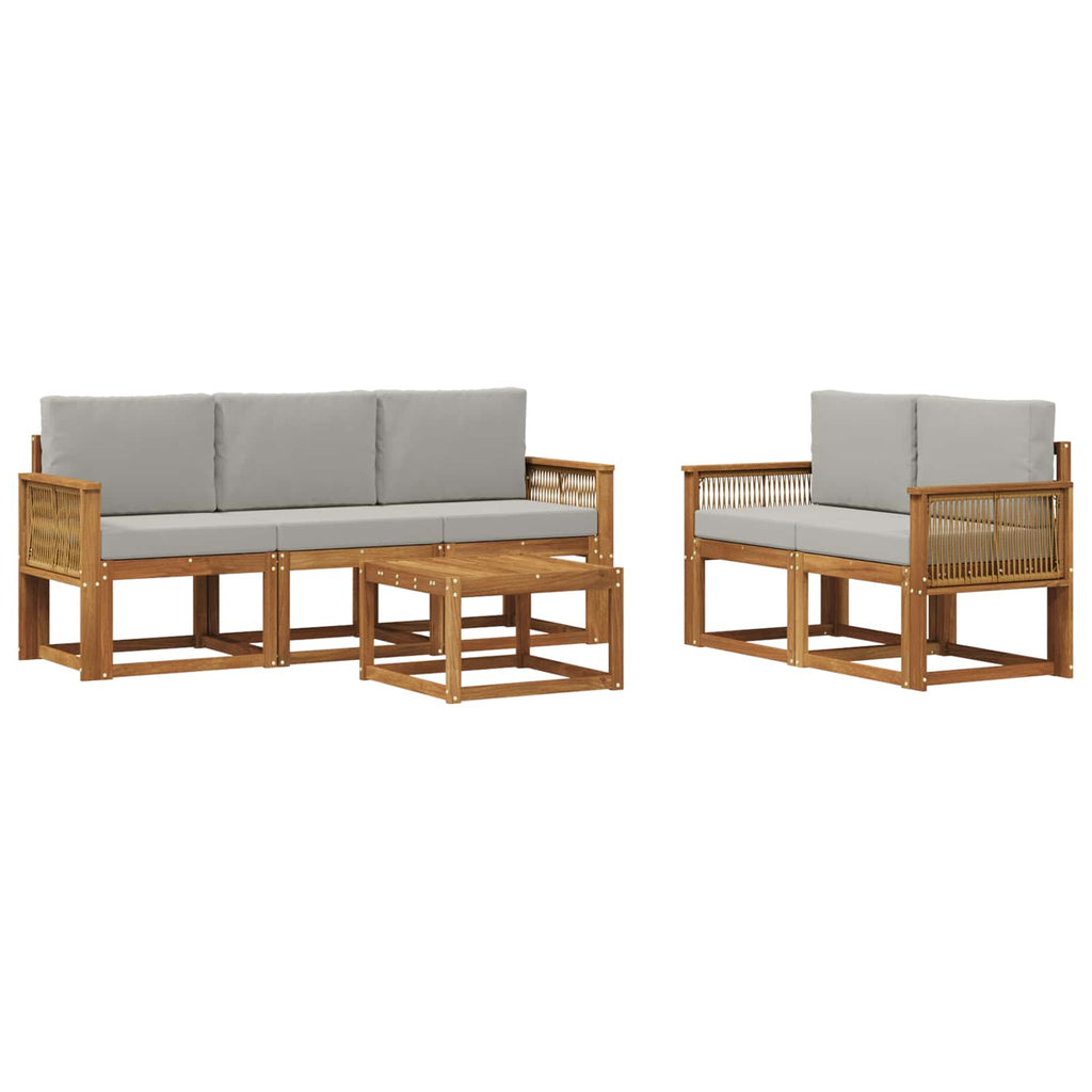 vidaXL Outdoor-Sofagarnitur 6 pcs Natürlich und Hellgrau Polyester