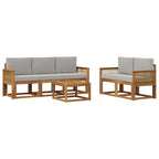 vidaXL Outdoor-Sofagarnitur 6 pcs Natürlich und Hellgrau Polyester