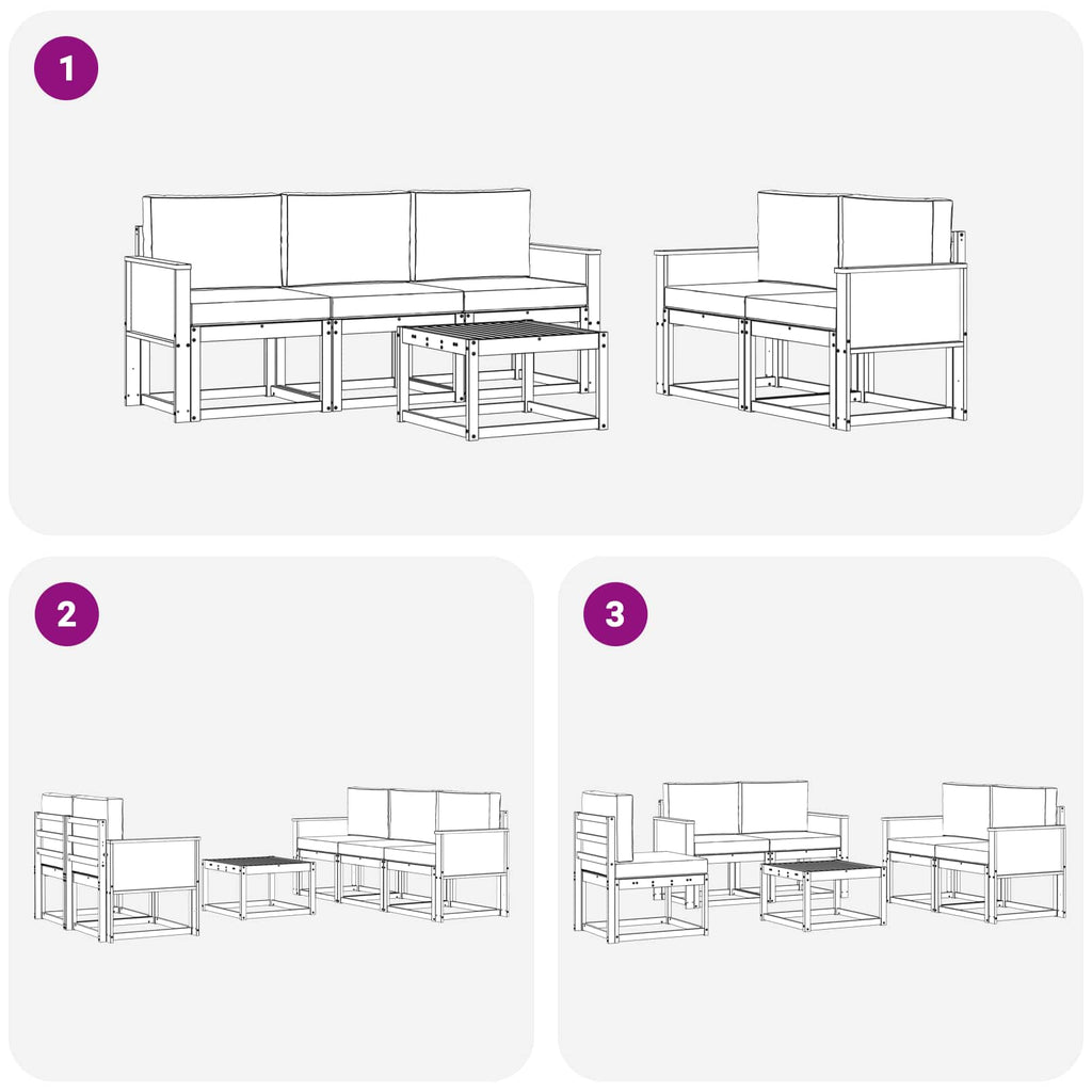 vidaXL Outdoor-Sofagarnitur 6 pcs Natürlich und Hellgrau Polyester
