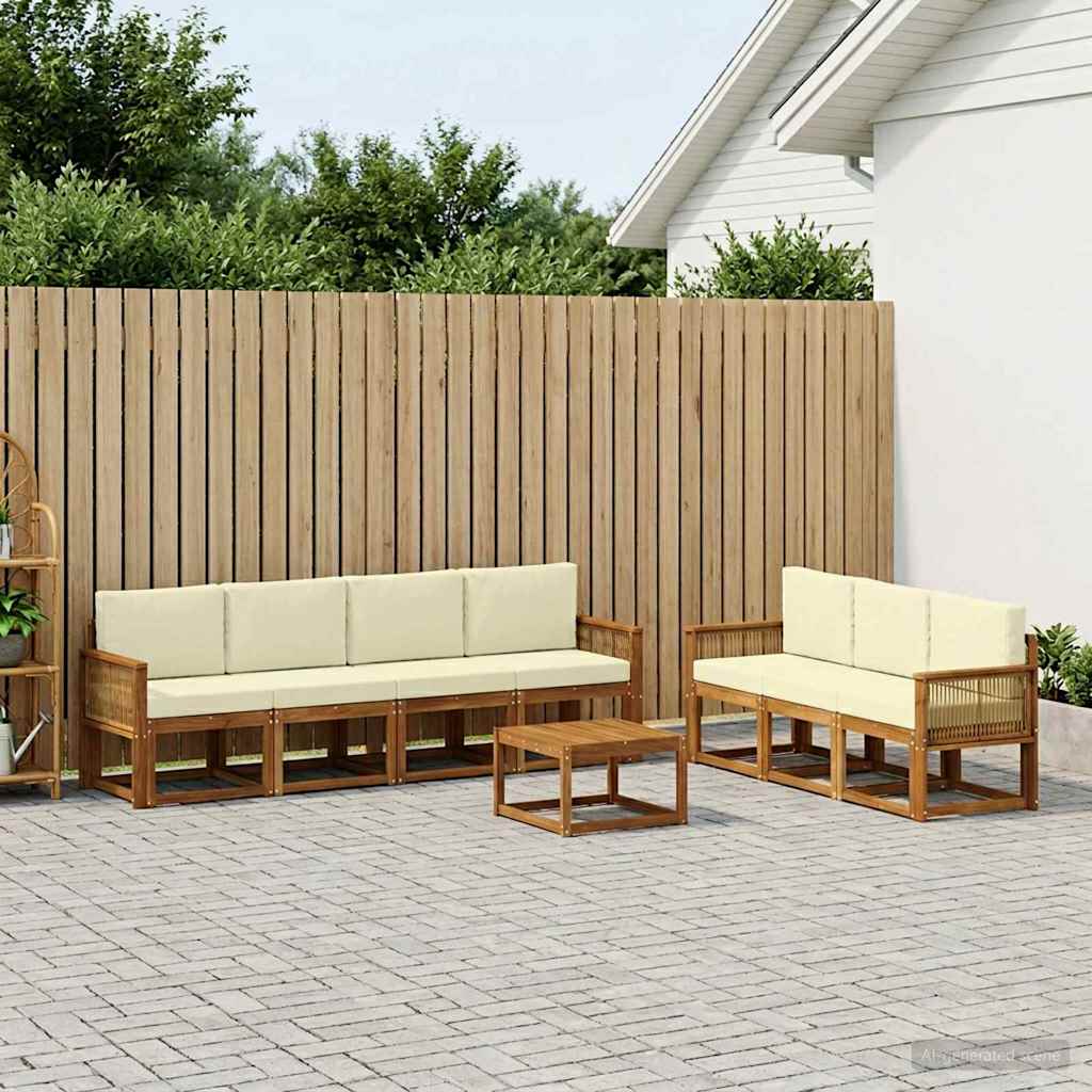 vidaXL Outdoor-Sofagarnitur 8 pcs Natur und Creme Polyester