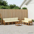 vidaXL Outdoor-Sofagarnitur 8 pcs Natur und Creme Polyester
