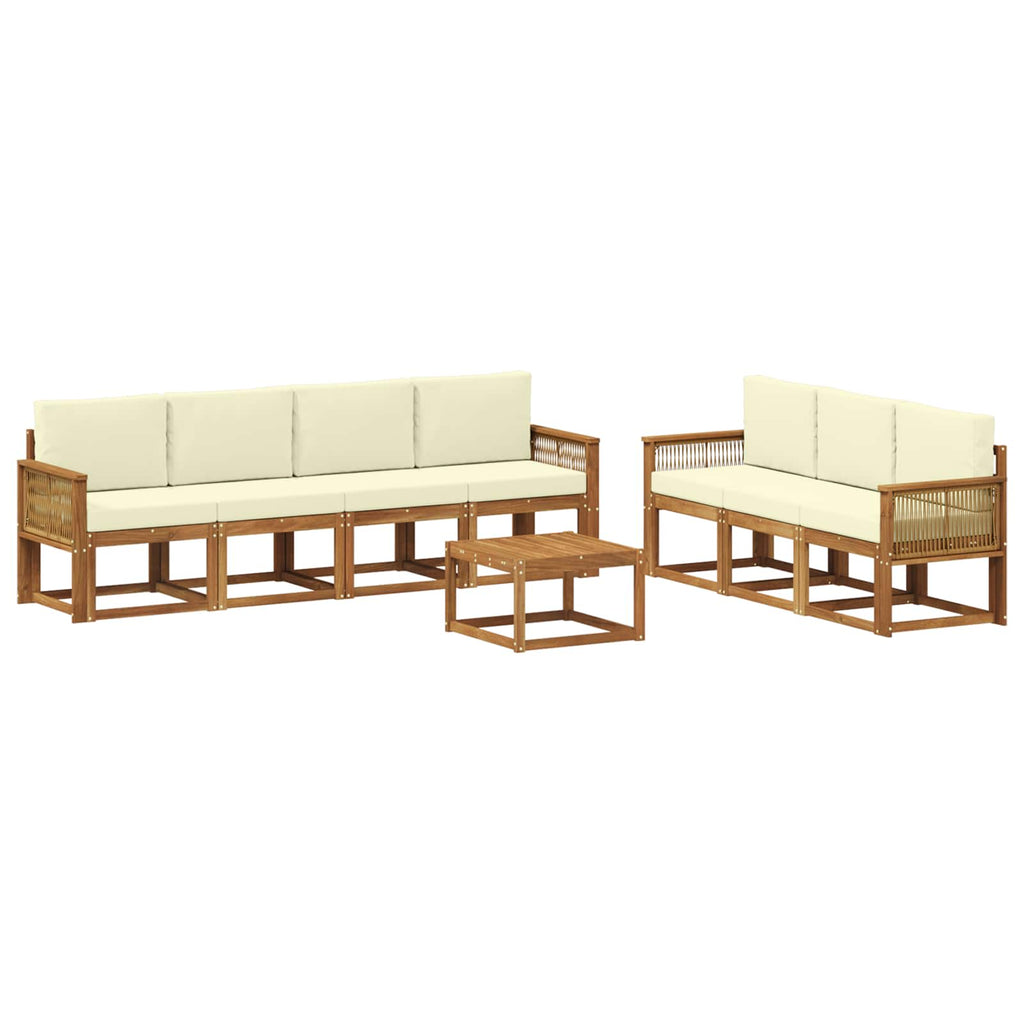 vidaXL Outdoor-Sofagarnitur 8 pcs Natur und Creme Polyester