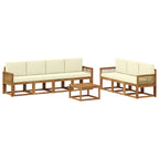 vidaXL Outdoor-Sofagarnitur 8 pcs Natur und Creme Polyester